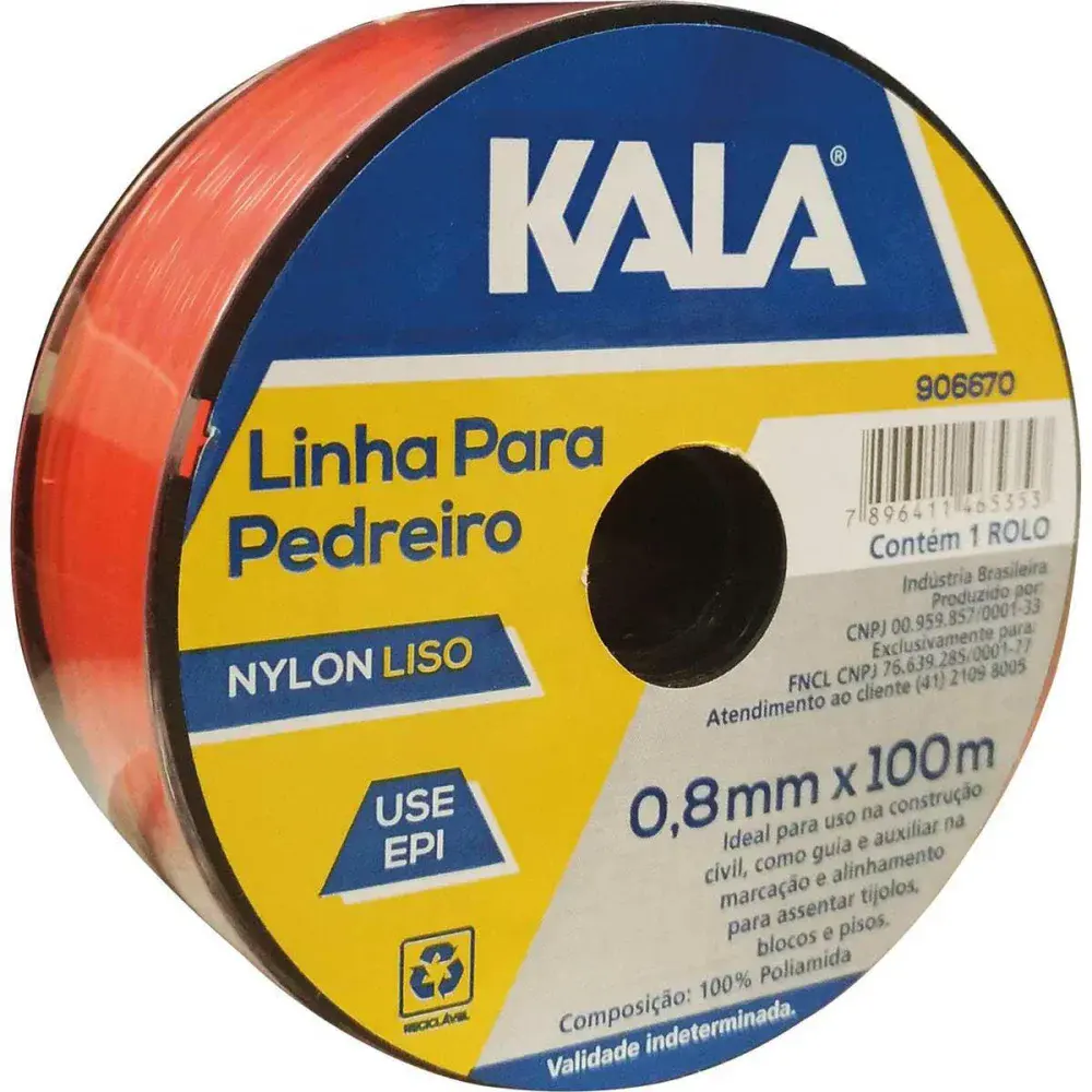 Linha pedreiro nylon laranja 0,80MM x 100MTS Kala — fotografia de referência