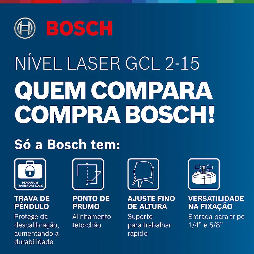 Nível a laser 15 metros com prumo e suporte GCL 2-15 Bosch — fotografia 12