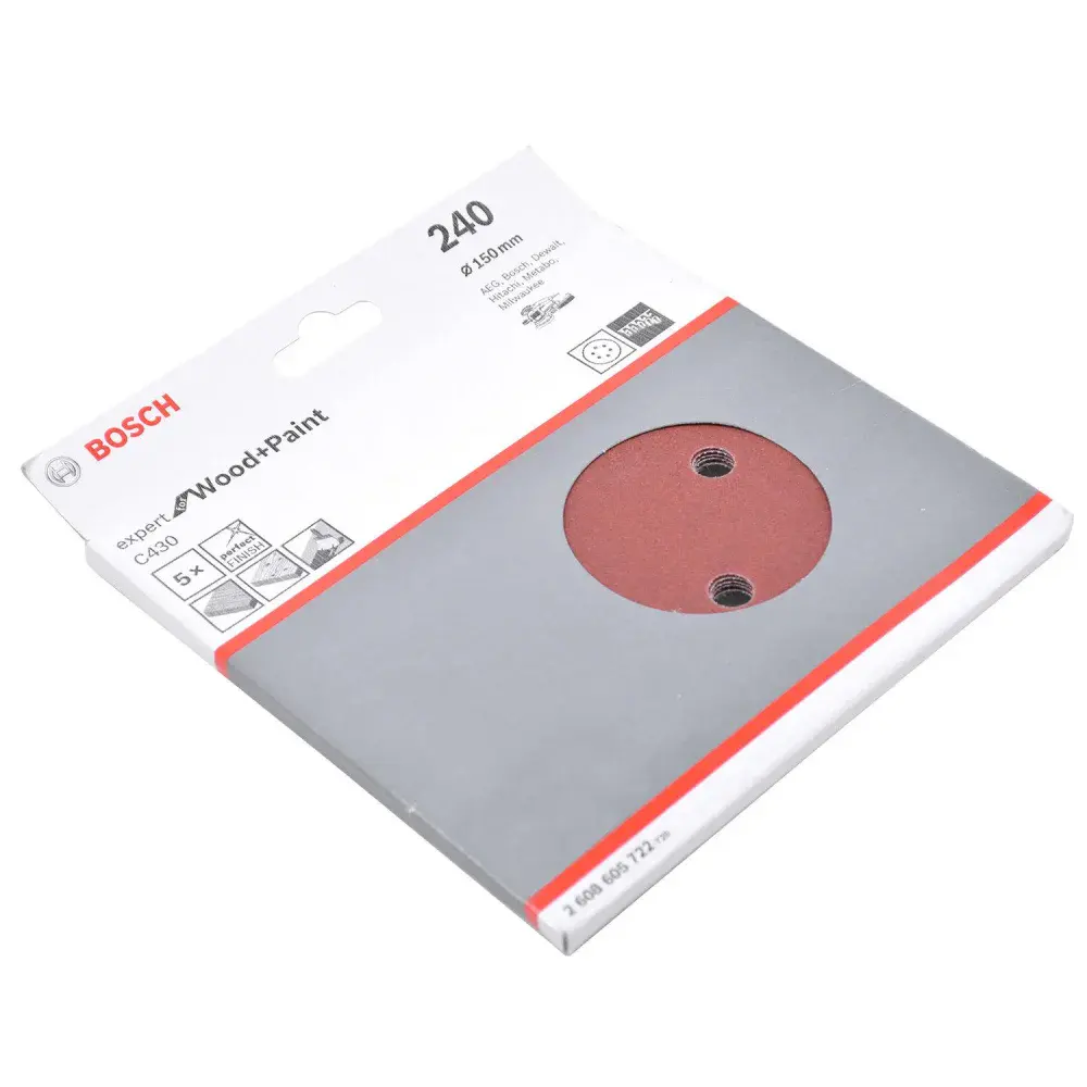 Kit 5 folhas de lixa velcro 6 G240 expert wood paint Bosch — fotografia 2