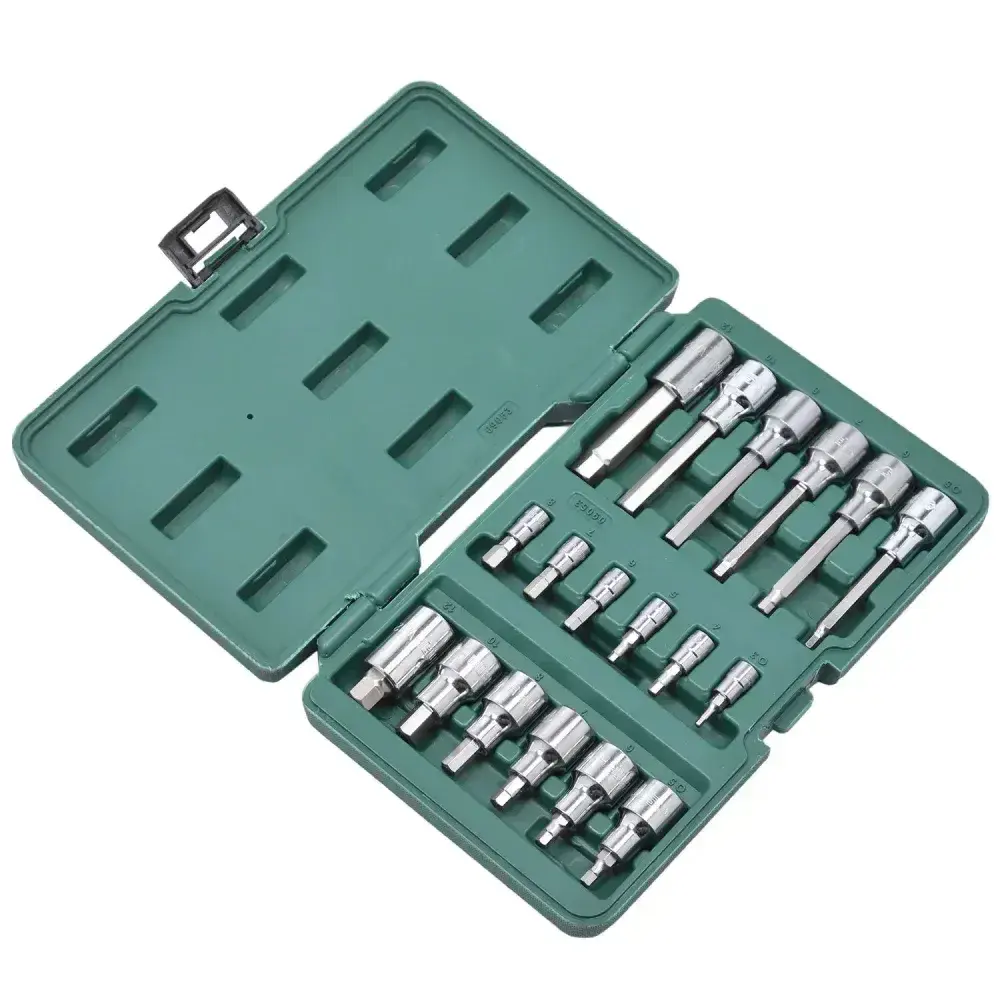 Jogo de soquetes com bits hexagonais 18 pçs 1/4 e 1/2” Sata — fotografia 7