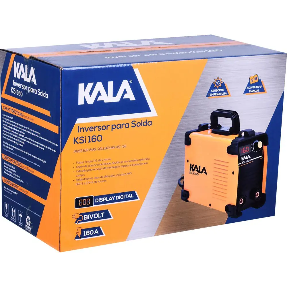Máquina de solda inversora ksi 160 bivolt 160A 50/60HZ Kala — fotografia 6
