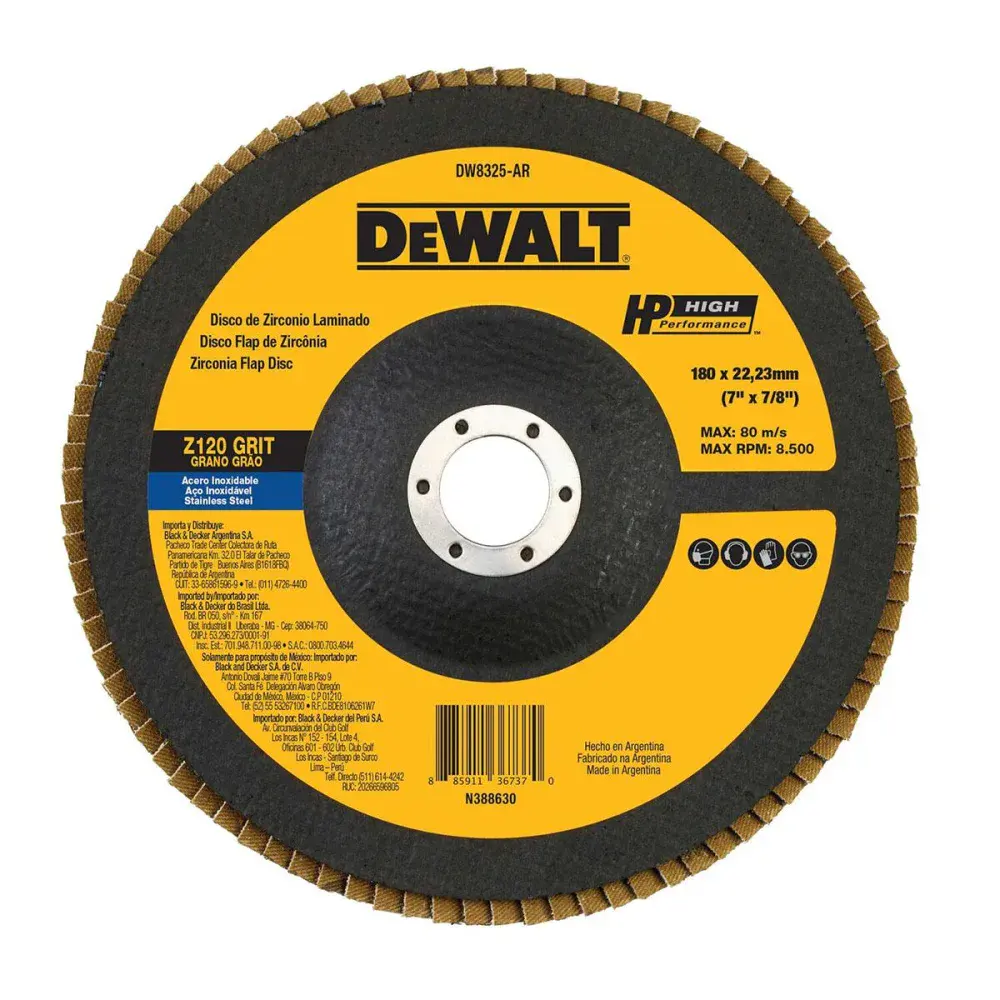 Disco flap fibra em cônico G120 7”X7/8” Dewalt