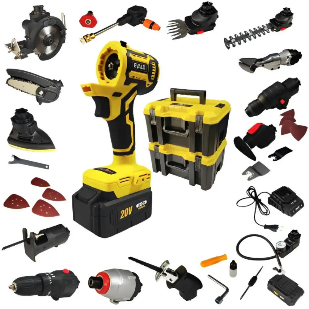 Kit furadeira bateria 20V multifuncional 14 em 1 brushless EVFM-14 Evald Bivolt — fotografia de referência