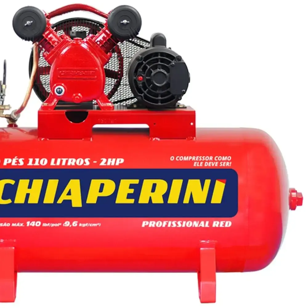 Compressor de ar 2 HP 10 pés 110 litros trifásico 220/380V Chiaperini — fotografia 3
