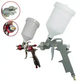 Kit 2 pistolas de pintura gravidade bico 1.5MM e 1.3MM 600ML Evald — fotografia 2
