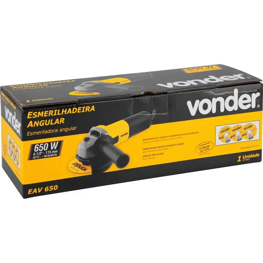 Esmerilhadeira angular 4.1/2 POL 650W EAV 650 com disco Vonder 110 V — fotografia 6