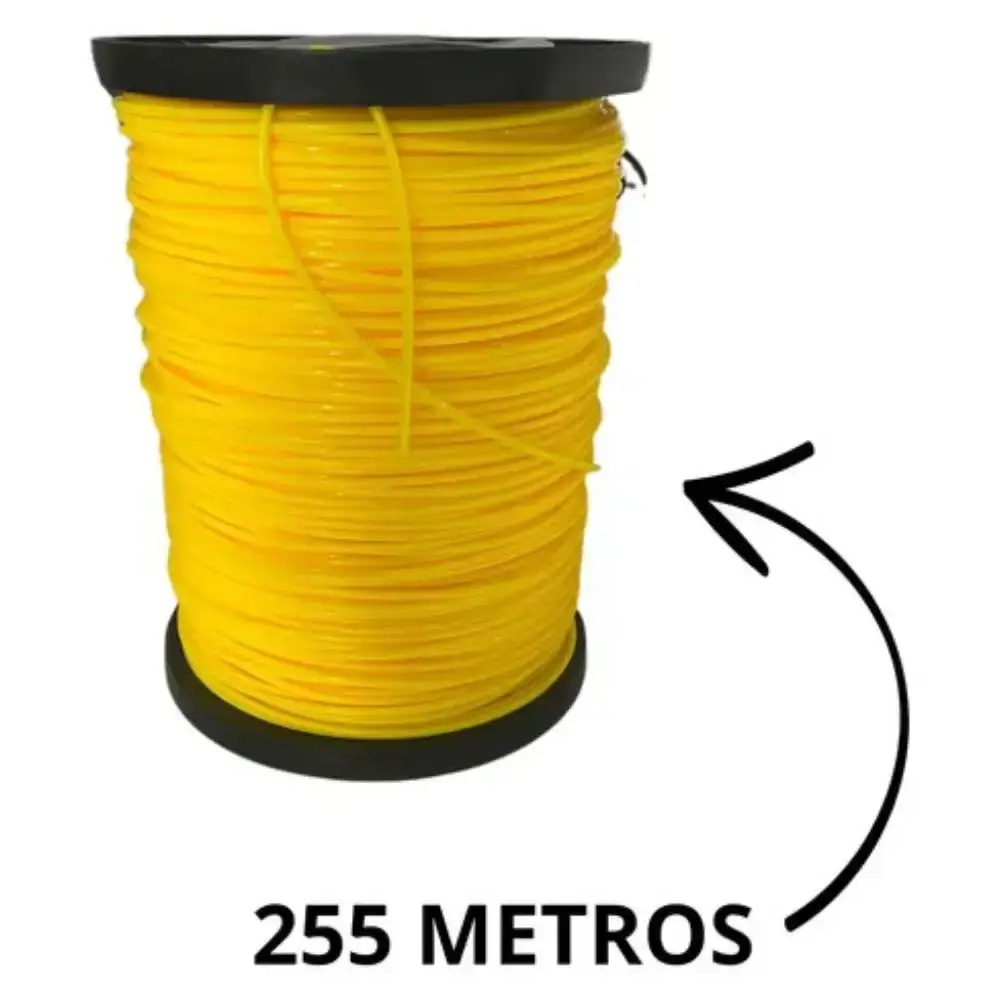 Bobina fio nylon roçadeira 3MM quadrado 2KG 245M Duraline — fotografia 3