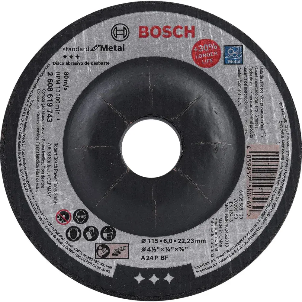 Disco de desbaste standard deprimido para metal 4.1/2 Bosch — fotografia de referência