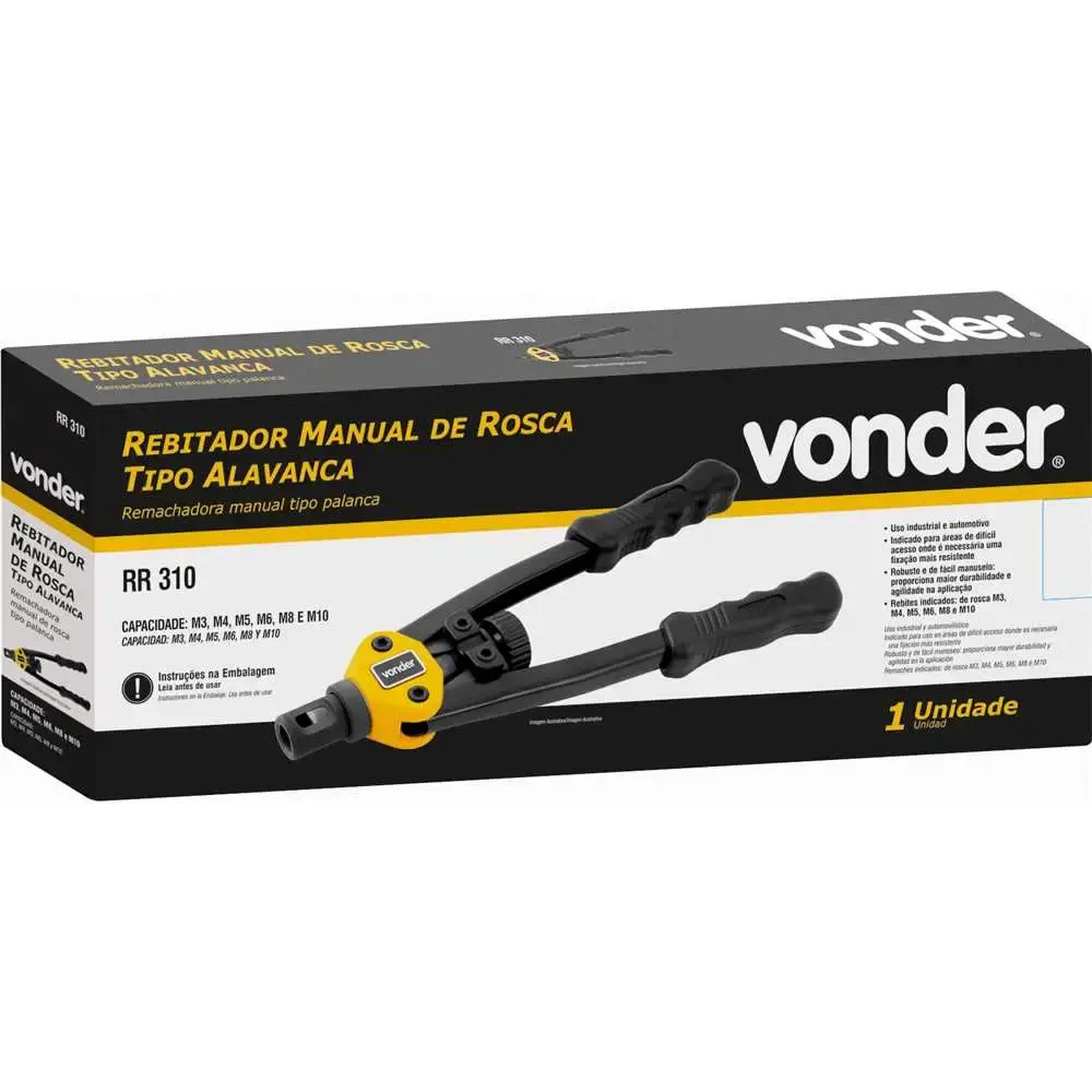 Rebitador POP profissional de rosca tipo alavanca RR 310 do M3 ao M10 Vonder — fotografia 6