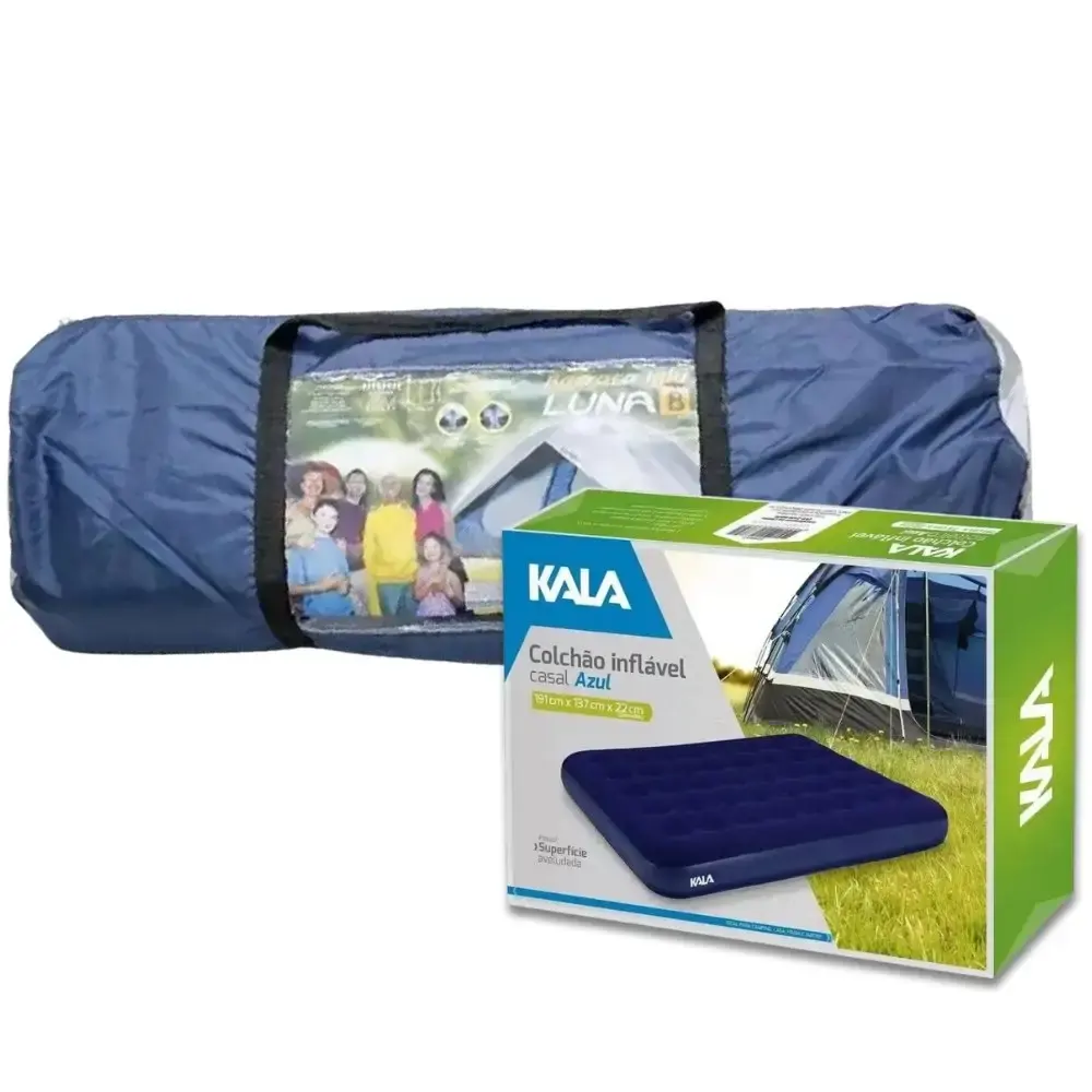Barraca para camping com proteção 8 pessoas luna e colchão inflável casal kala Mor — fotografia 2