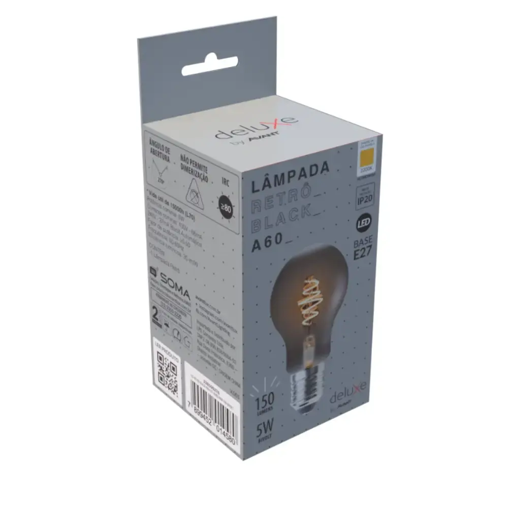 Lâmpada led retrô 5W black 2200K pera Avant — fotografia 3