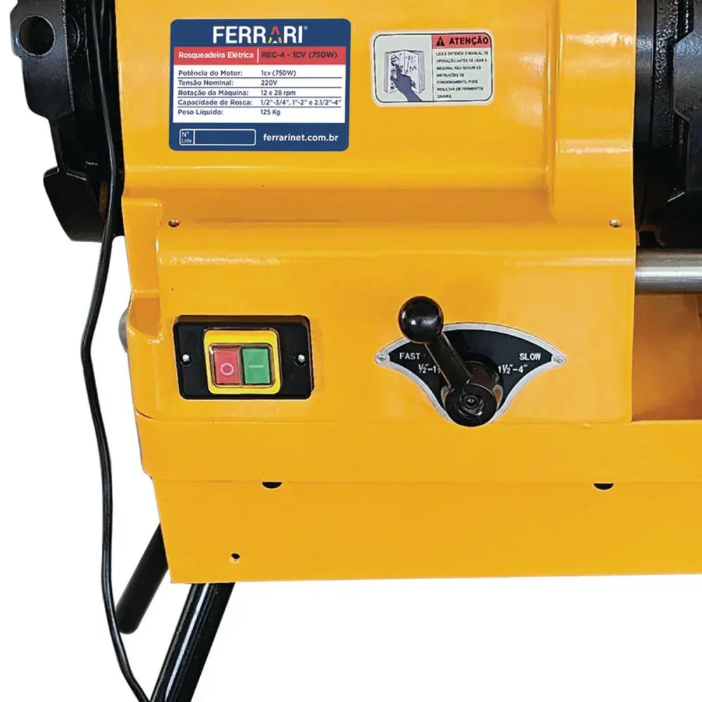 Rosqueadeira elétrica REC-4 1CV 220V para tubos 1/2" a 4" bspt da Ferrari — fotografia 6