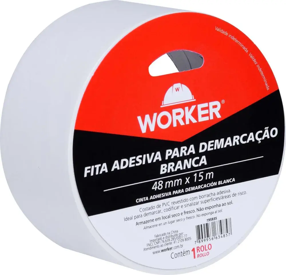 Fita adesiva para demarcação 48MMX15M branca Worker