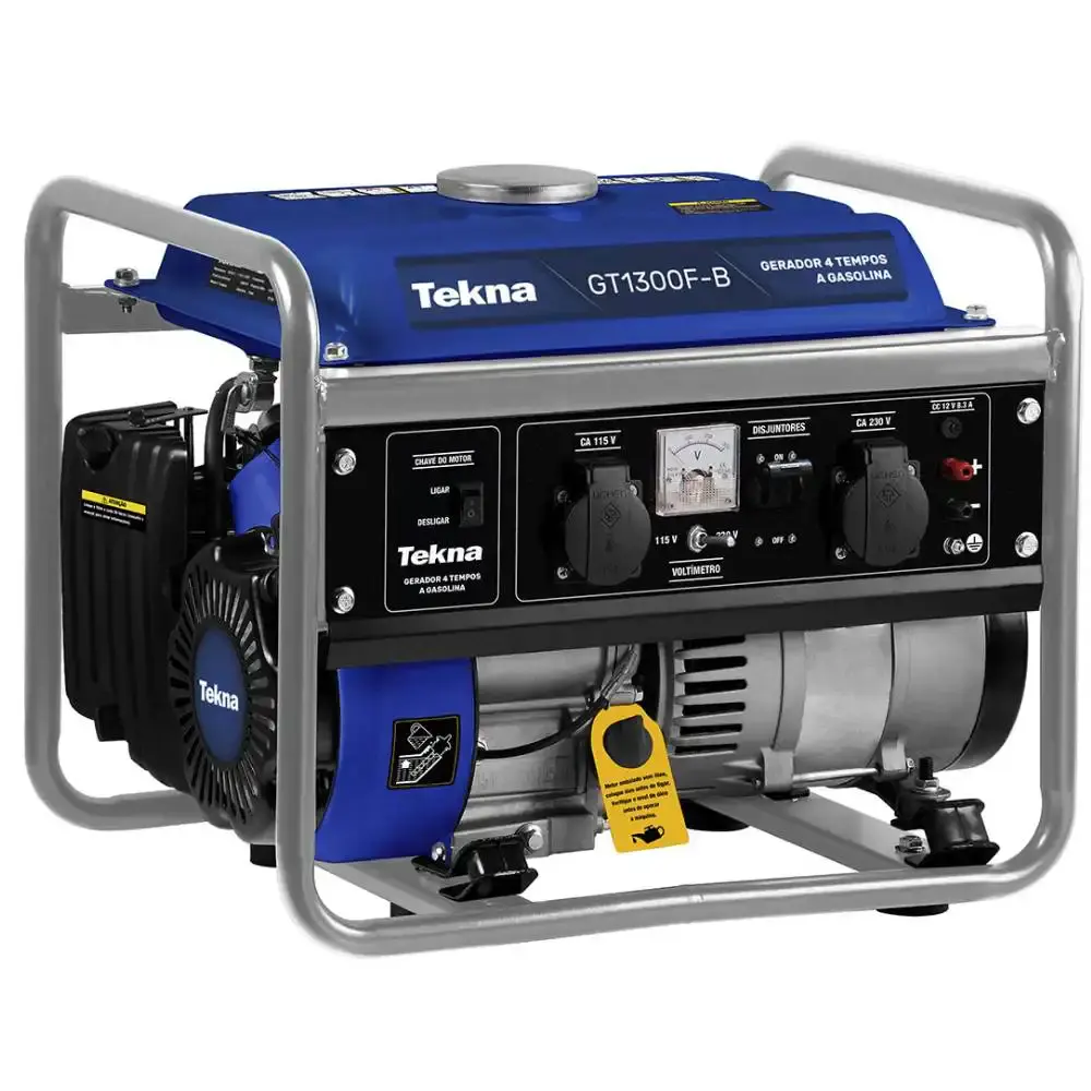 Gerador de energia à gasolina 1,25KVA 4T 1250W 3,0 HP 98CC bivolt com AVR GT1300F-B Tekna