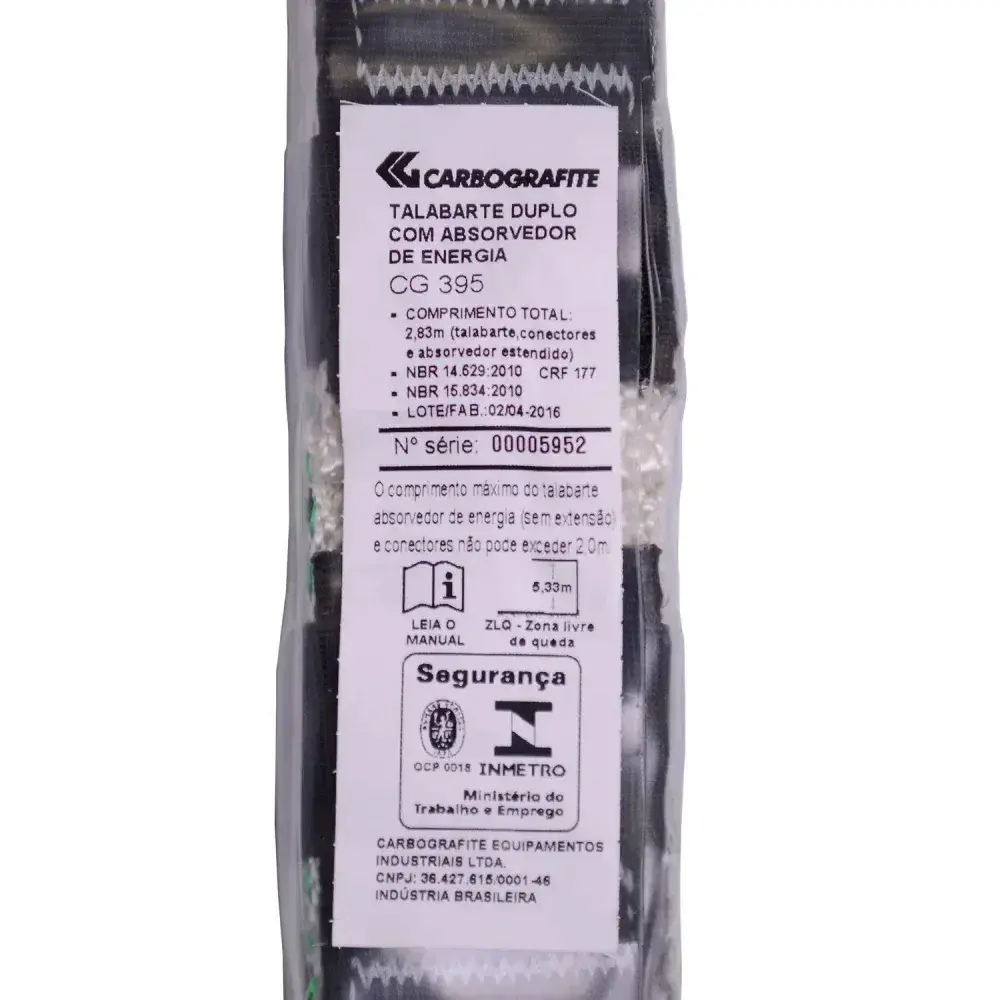 Talabarte duplo com trava absorvido CG395 Carbografite — fotografia 8