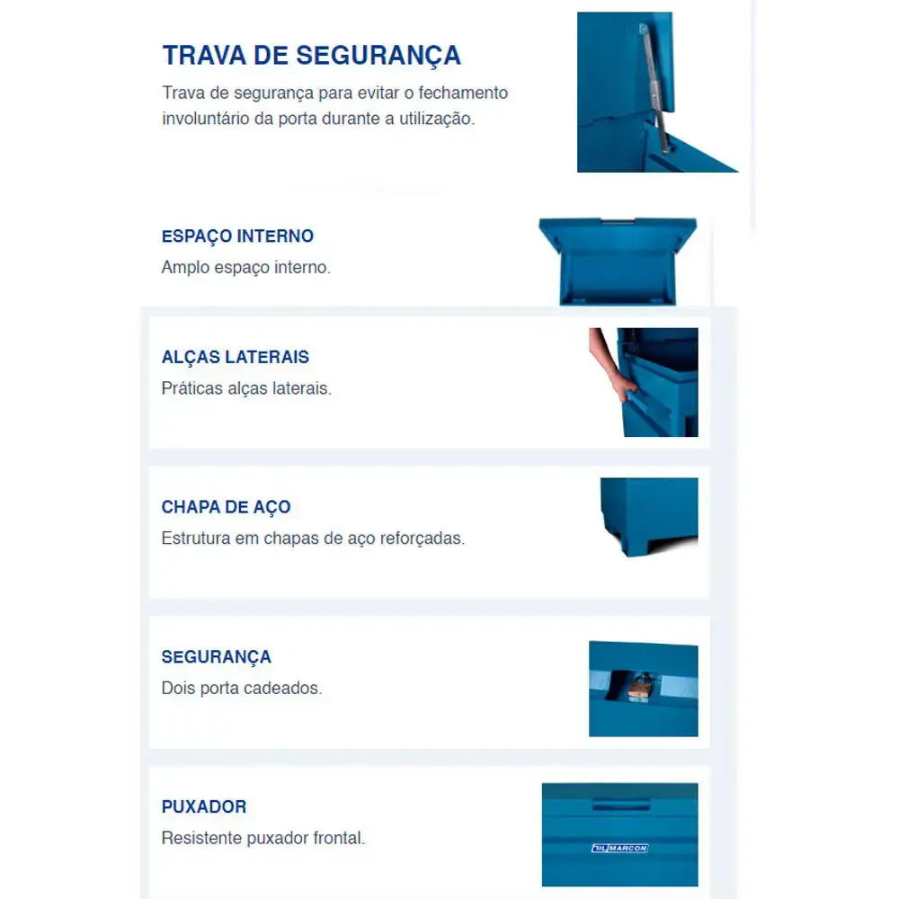 Caixa de Ferramentas Baú Multiuso 72 x 62 x 122 cm MARCON — fotografia 5