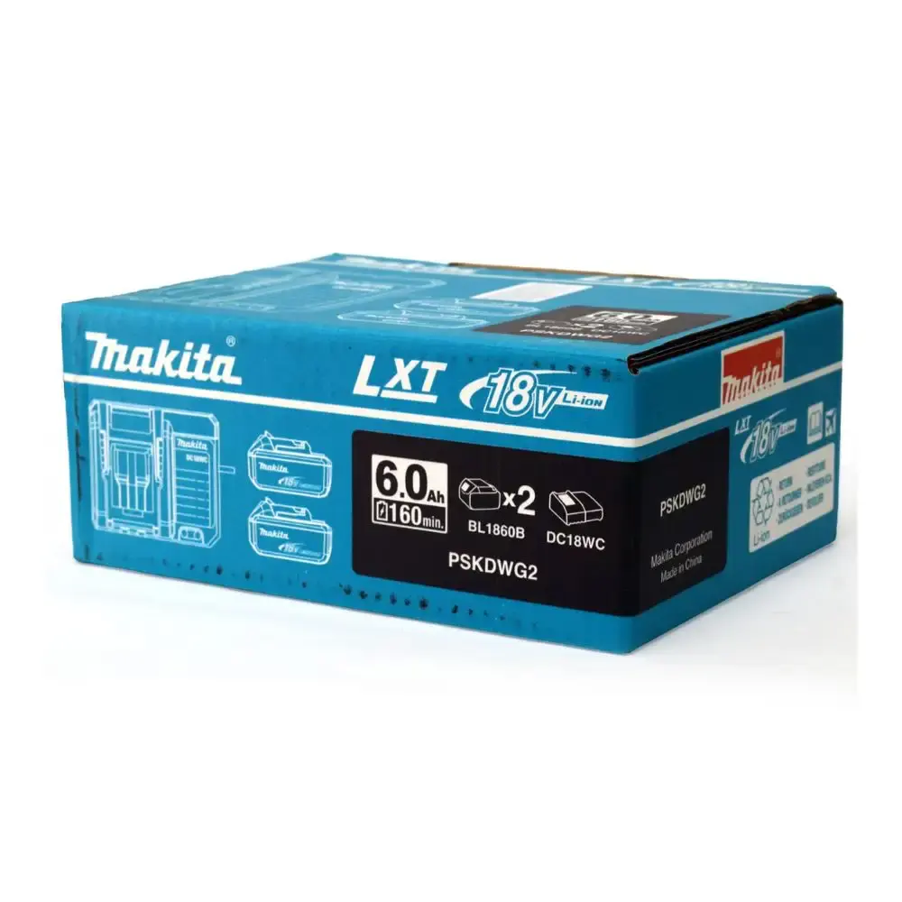 Carregador bivolt DC18WC com 2 baterias 18V 6,0AH BL1860B Makita — fotografia 4