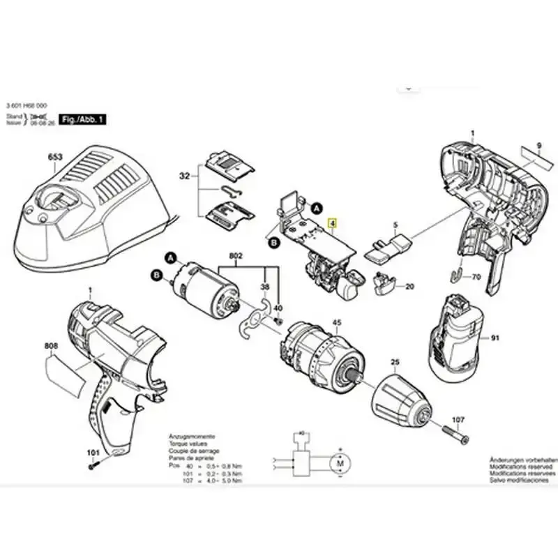 Interruptor com módulo eletrônico para parafusadeira/furadeira GSR 10.8 V-LI-2 1607233508 Bosch — fotografia 5