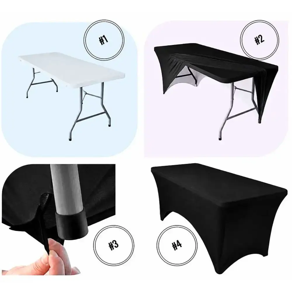 Toalha capa de mesa retangular elástica premium elastano 180 CM casa LYS Branco — fotografia 5