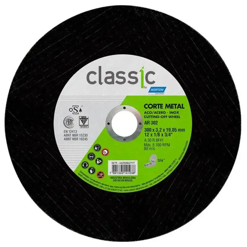 Disco de Corte Classic 12 POL 300 x 3.2 x 25.40 MM para Metal 66252842718 NORTON — fotografia de referência