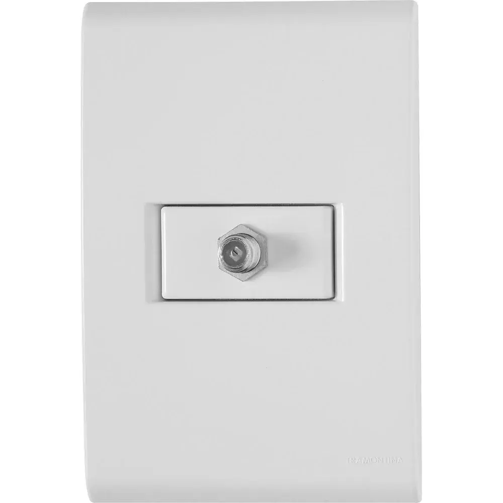 Conjunto 4X2 com 1 tomada tv/sat coaxial branco Tramontina — fotografia de referência