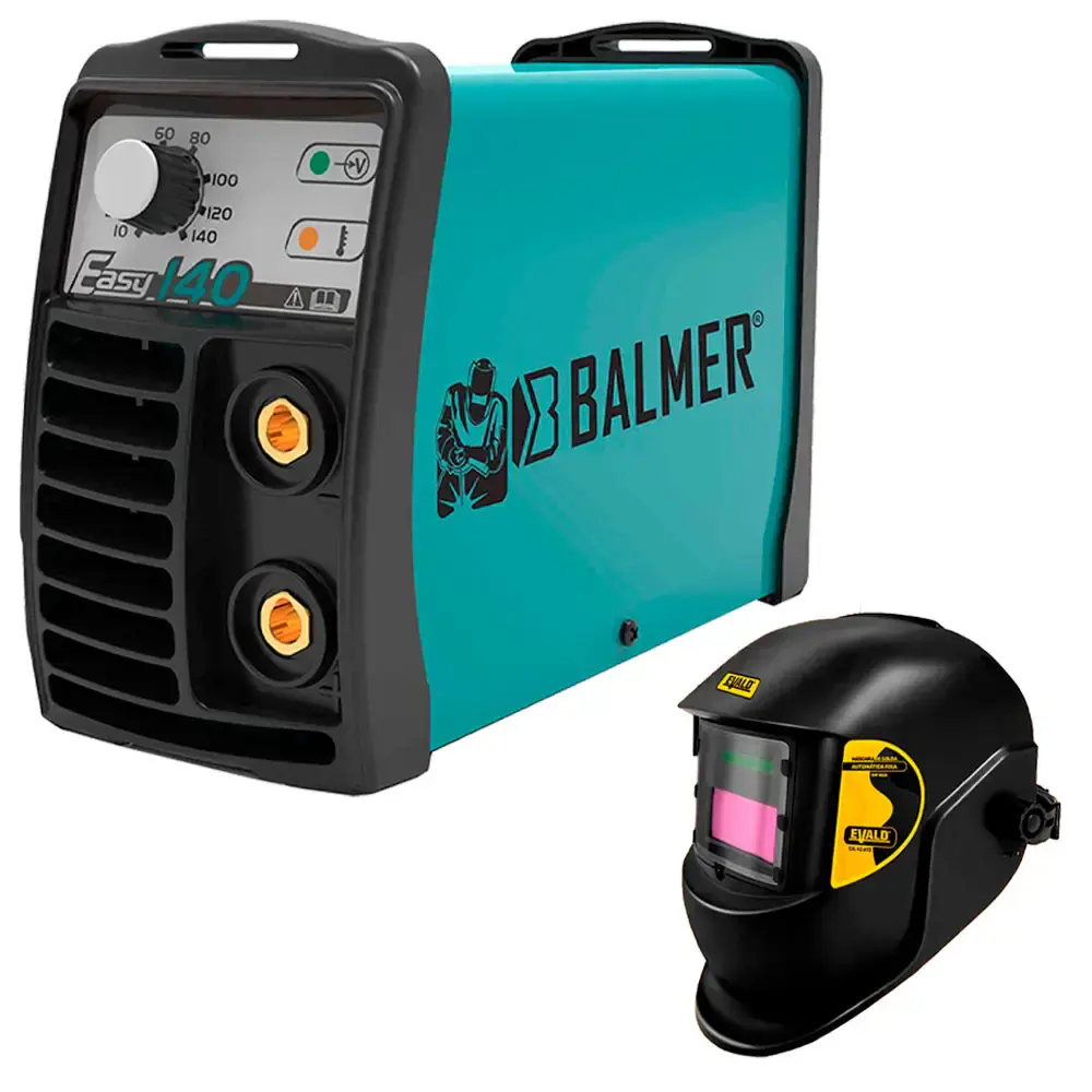 Kit máquina de solda inversora 140A easy 140 220V Balmer + máscara de solda automática