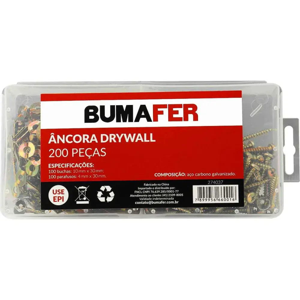 Parafuso âncora para drywall em aço 200 peç Bumafer — fotografia 3