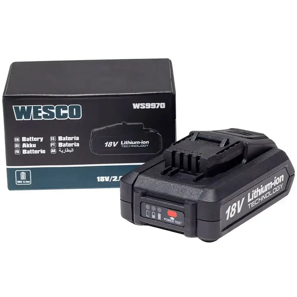 Bateria de lítio 18V 2.0 ah carregamento rápido WS9970 Wesco — fotografia de referência