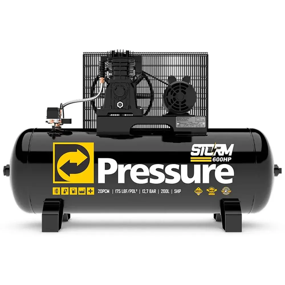 Compressor de ar storm 600 alta pressão trifásico 5 hp 20/200 Pressure