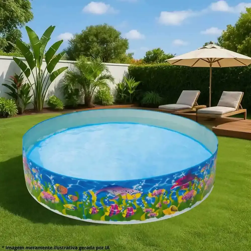Piscina 1000 Litros 183 x 183 cm Semirrígida Infantil Vida Marinha BEL Belfix — fotografia 5