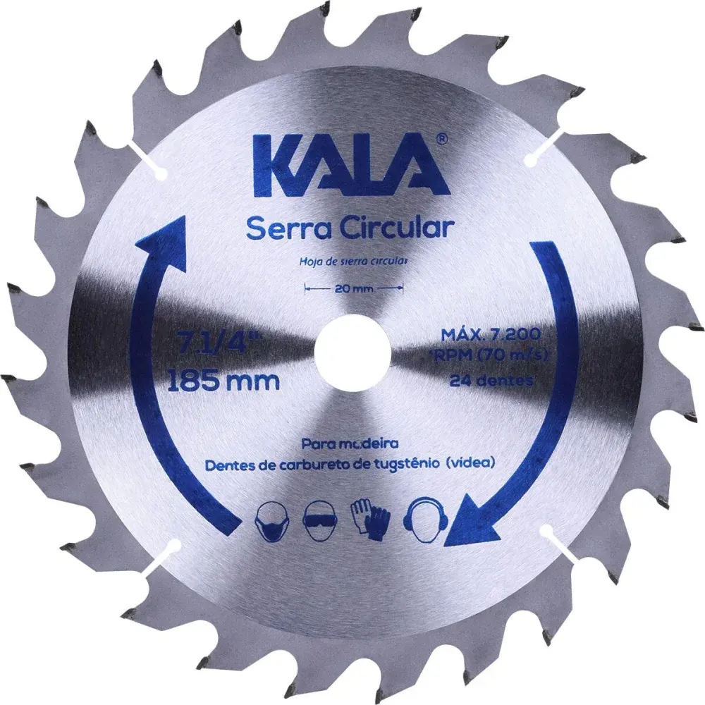 Disco serra circular 7.1/4 madeira 24 dentes 7200RPM Kala — fotografia de referência