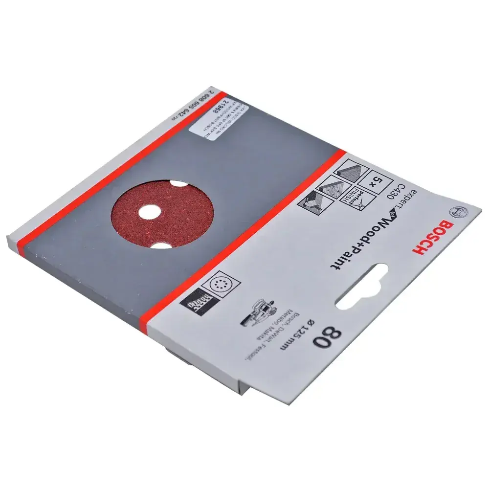 Kit 5 folhas de lixa velcro 5 G80 expert wood paint Bosch — fotografia 8