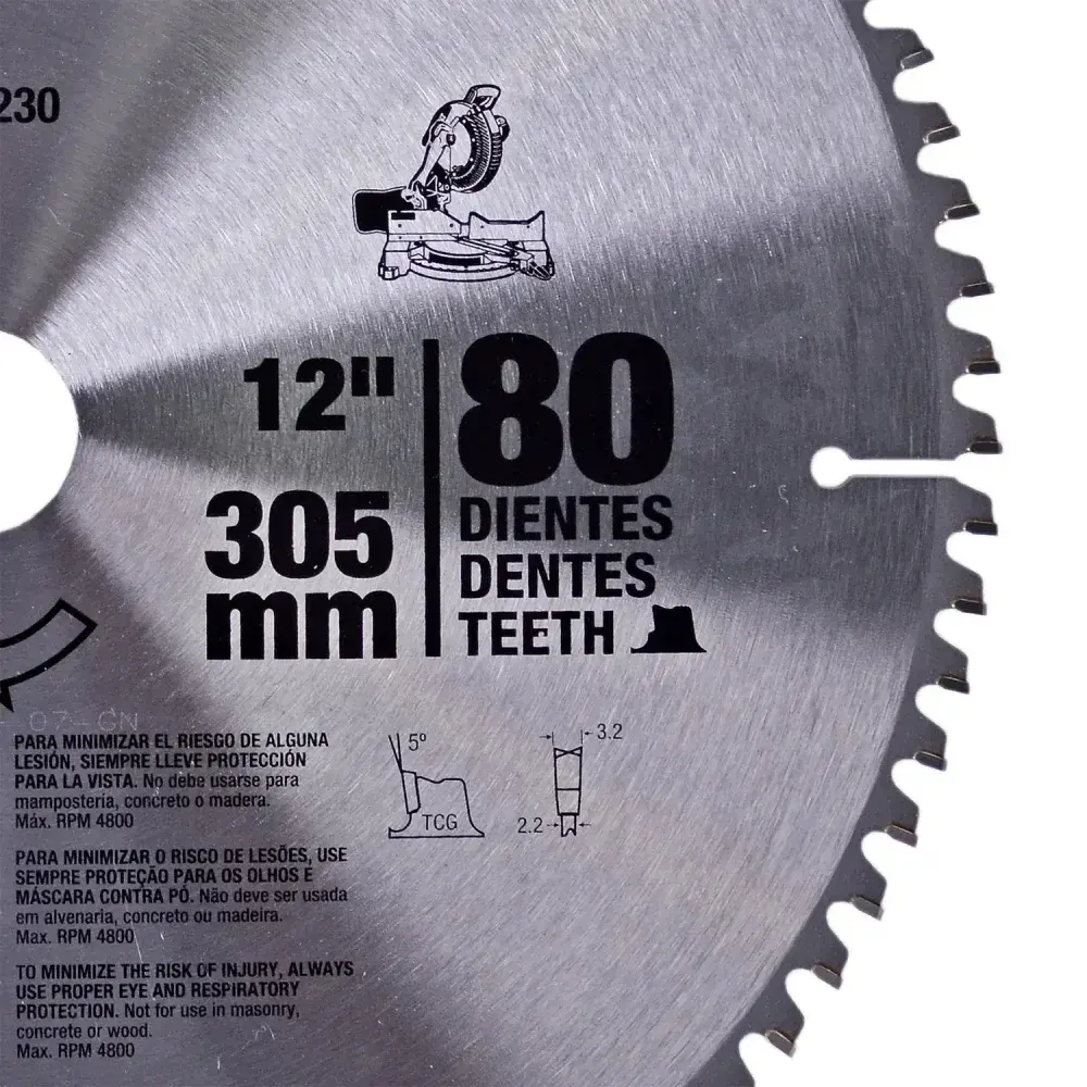Disco de serra esquadria 12 305MM para alumínio DWA03230 Dewalt — fotografia 9