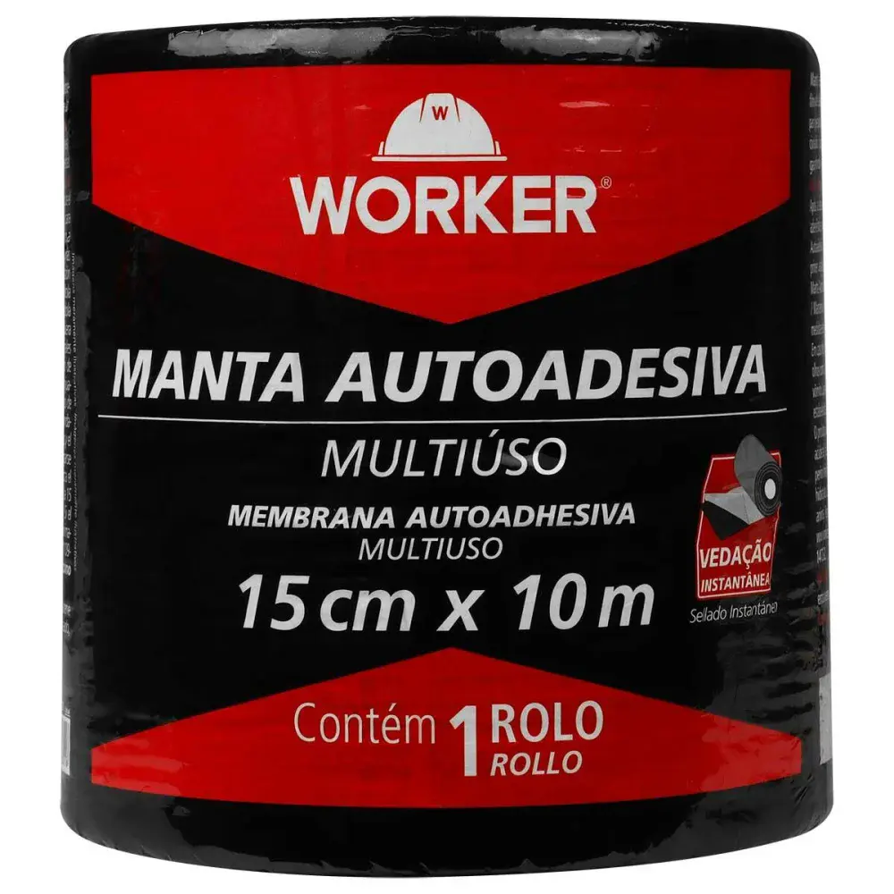 Fita manta asfáltica autoadesiva alumínio 15CM x 10M Worker — fotografia 3