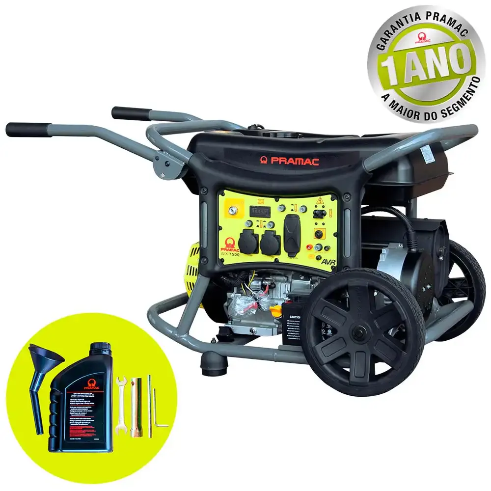 Gerador à gasolina 7.5 KVA digital com avr 4T WX7500 bivolt com bateria Pramac — fotografia 9