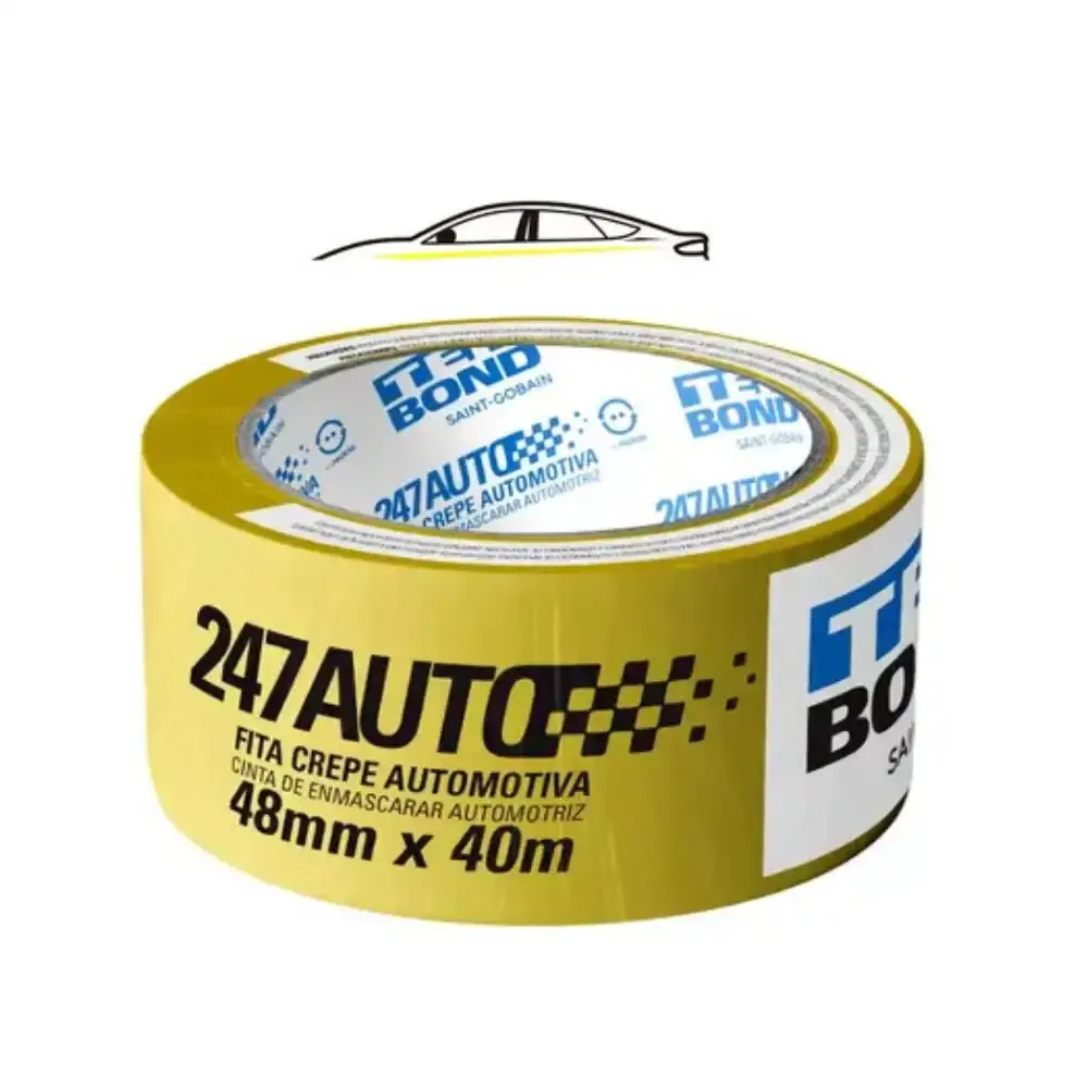 Fita Crepe 48 MM x 40 Metros Automotiva Amarela TEKBOND TEK Bond — fotografia 5