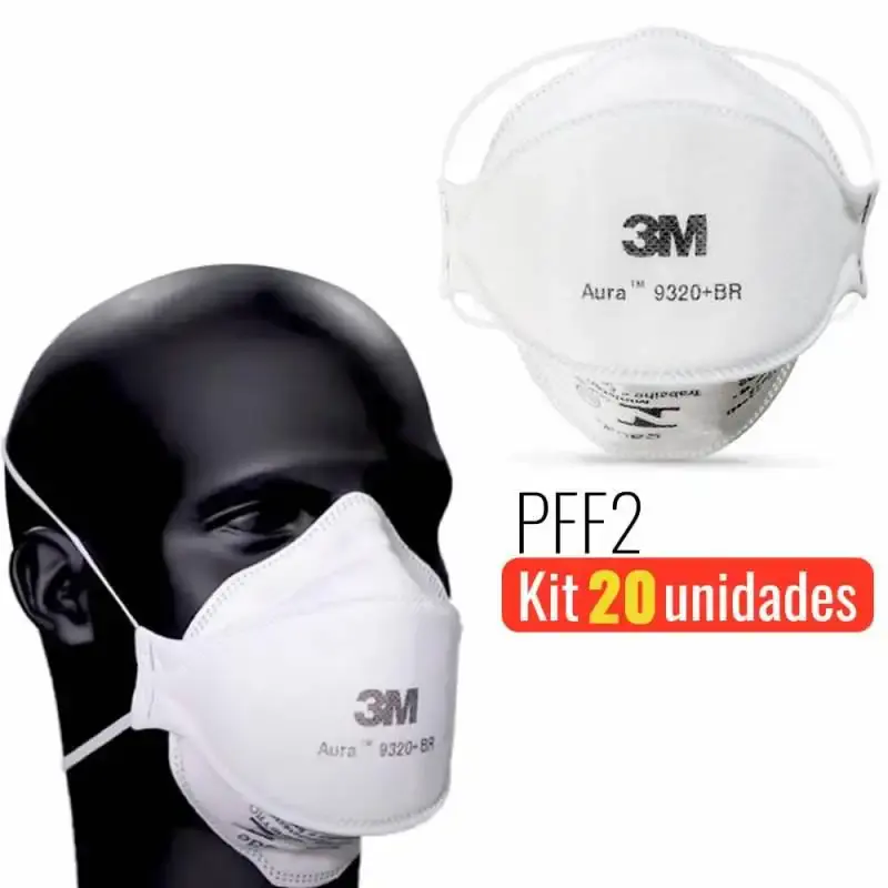 Máscara respirador PFF-2 aura 9320+BR 3 camadas kit com 20 unidades 3M