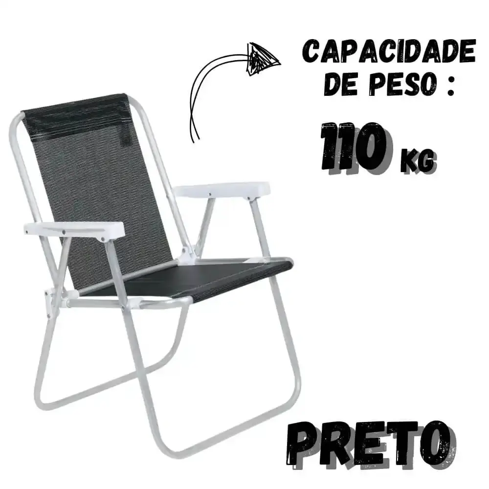 Cadeira de praia alta sannet aluminio preta 023574 BEL — fotografia 3