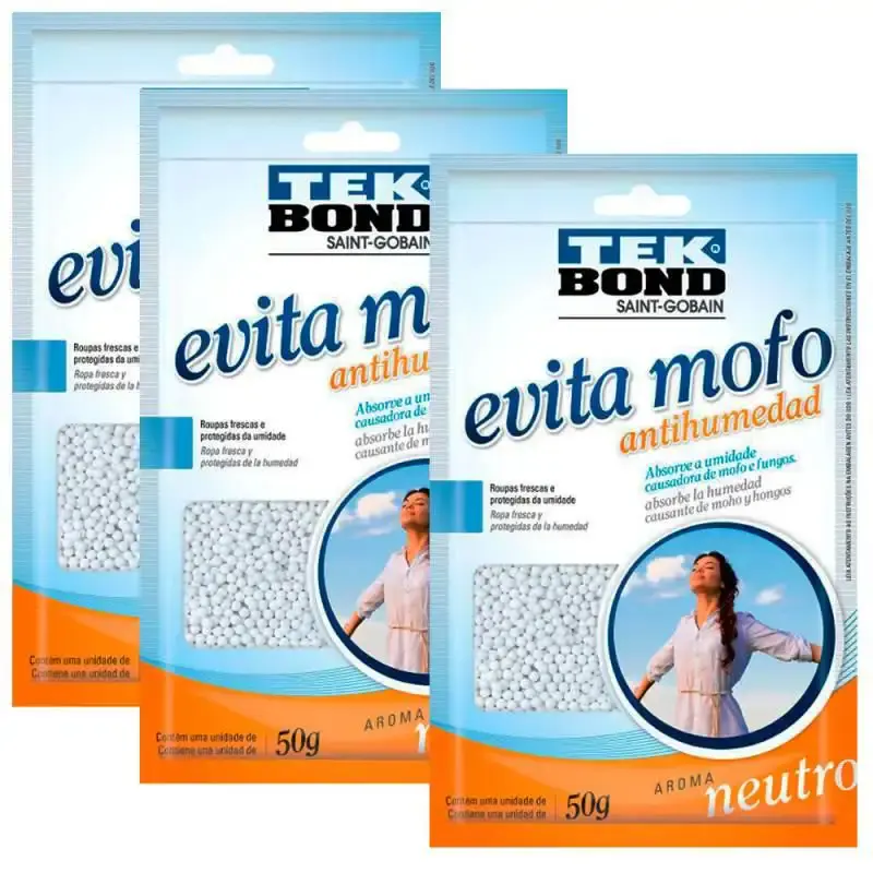 Evita mofo neutro sachê 50 GR kit com 3 unidades Tekbond