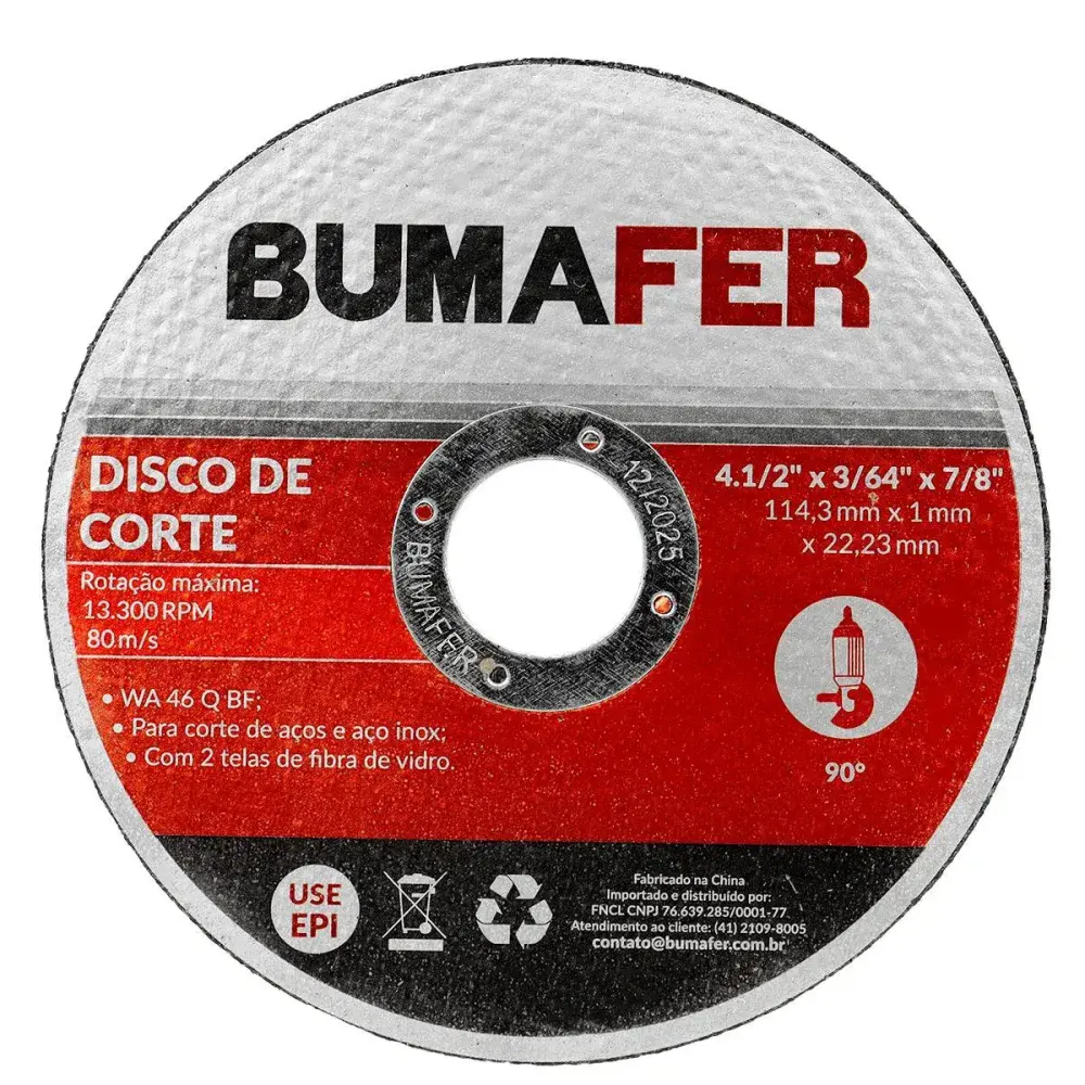 Disco de corte inox 4.1/2 x 1MM 11 peç Bumafer — fotografia 7