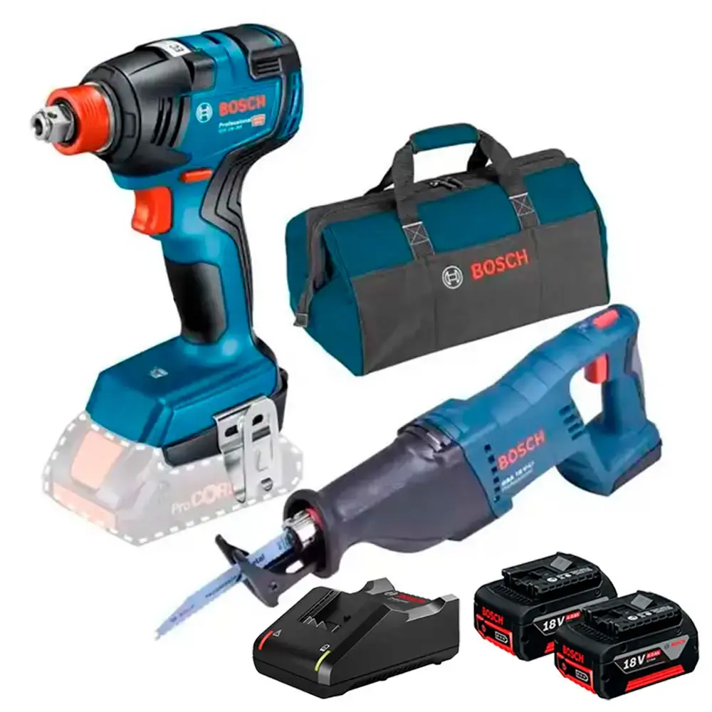 Chave de impacto 18V brushless 2 em 1 GDX18V-200 + serra sabre 18V GSA 18V-LI Bosch — fotografia de referência