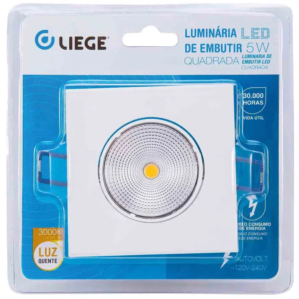 Luminária de embutir quadrada 65IM 3000K 5W 240V Liege — fotografia de referência