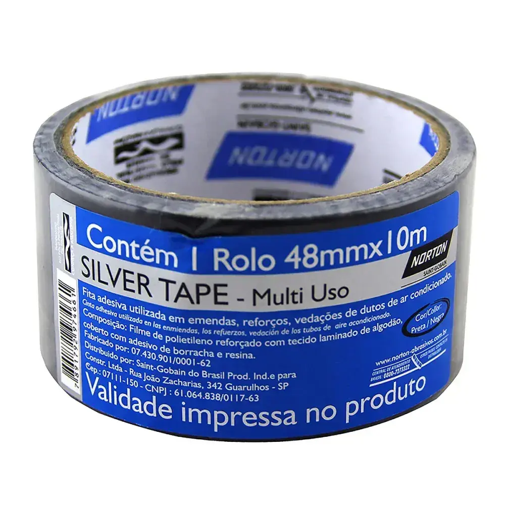 Fita silver tape para reparos em gerais preto 48MMX10M Norton — fotografia 3