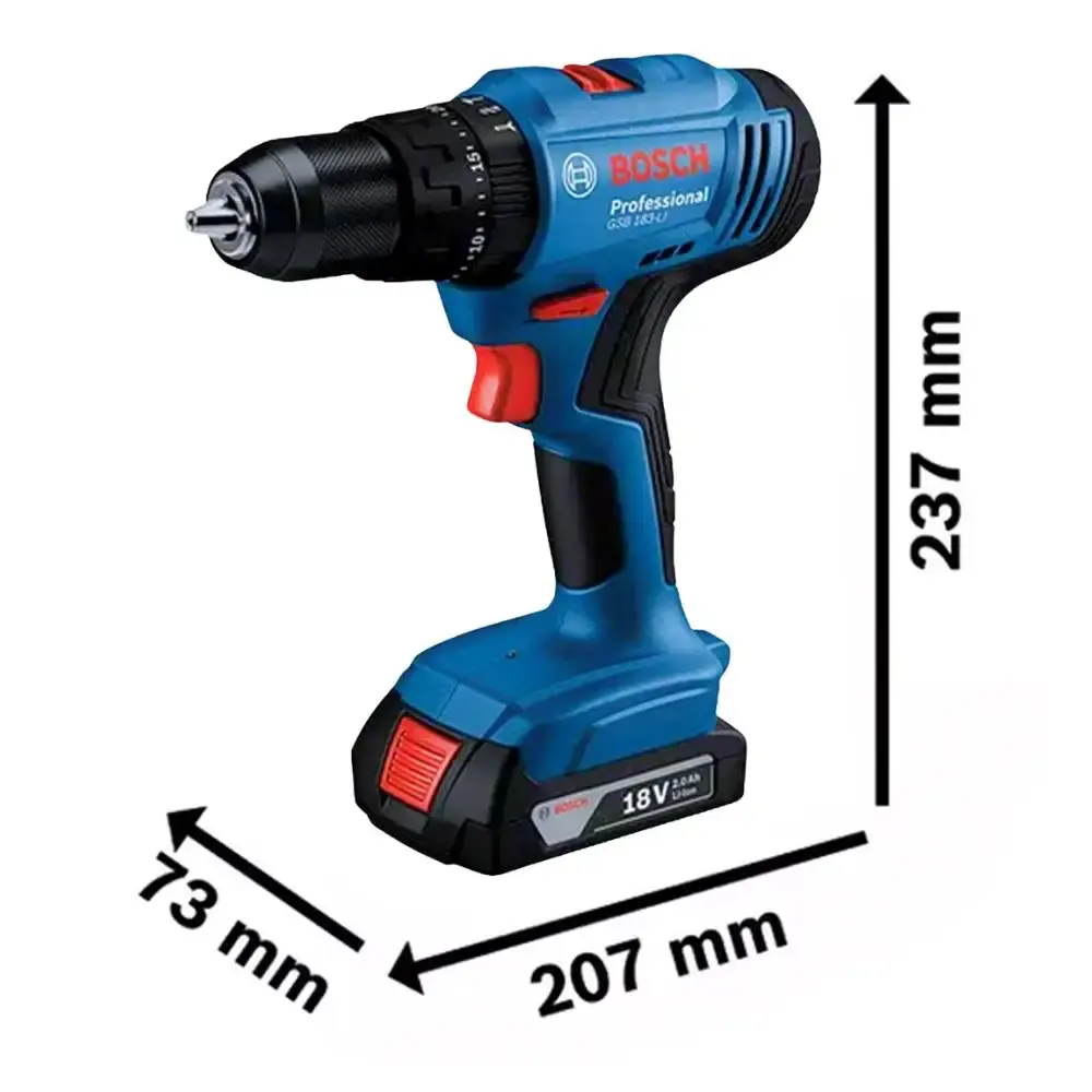 Parafusadeira e furadeira de impacto 18V 2 baterias e maleta GSB185LI-2BX e kit 41 peças v-line Bosch — fotografia 5