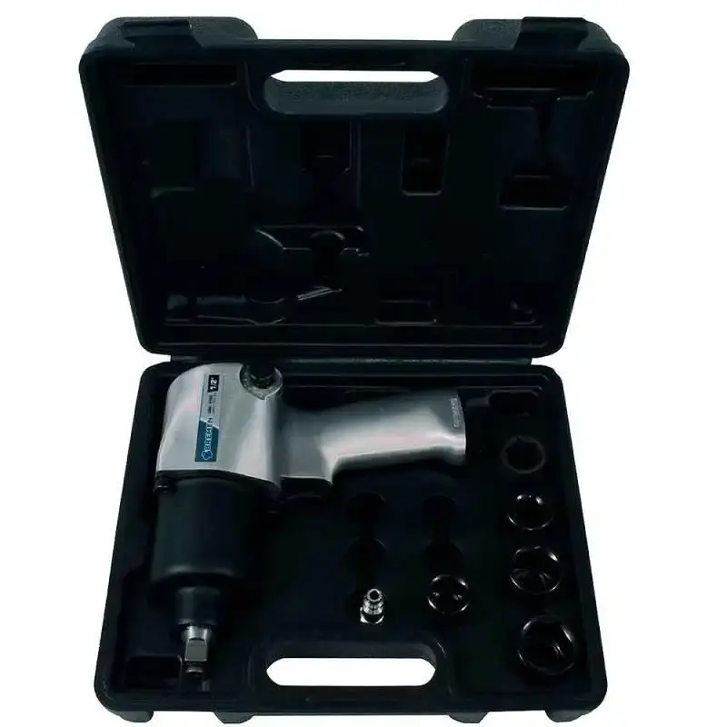 Chave de impacto 1/2 pol pneumática 680NM com 5 soquetes e maleta 9165 Bremen — fotografia de referência