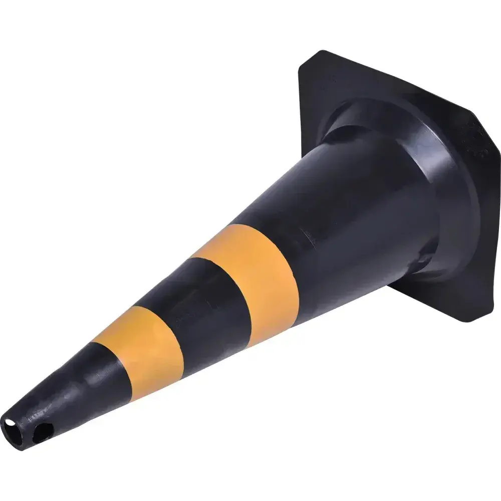 Cone para sinalização em pvc amarelo e preto 75CM Worker — fotografia 10
