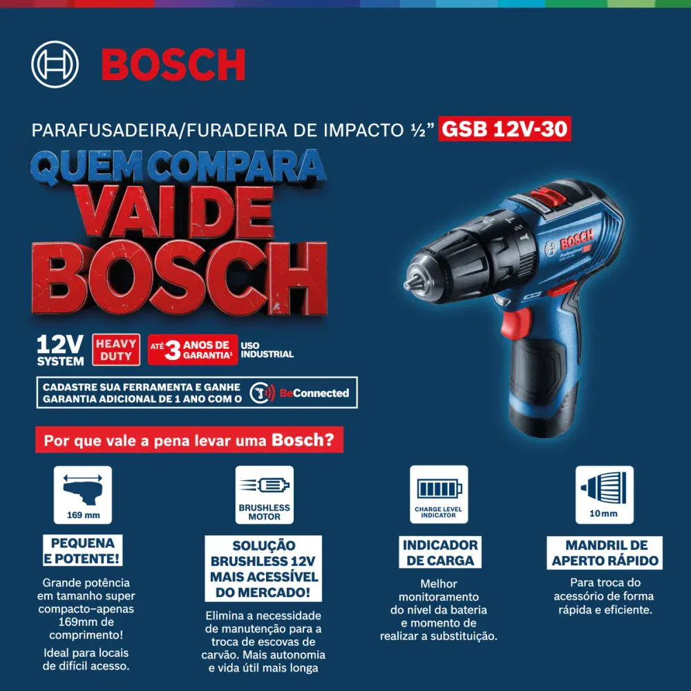 Furadeira parafusadeira de impacto GSB12V30 12V bivolt Bosch — fotografia 9