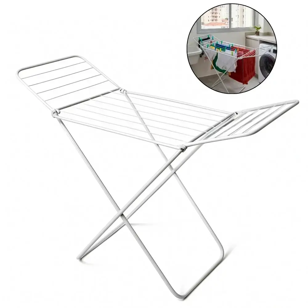 Varal de chão reforçado com abas dobrável retrátil slim 144X50CM casa LYS