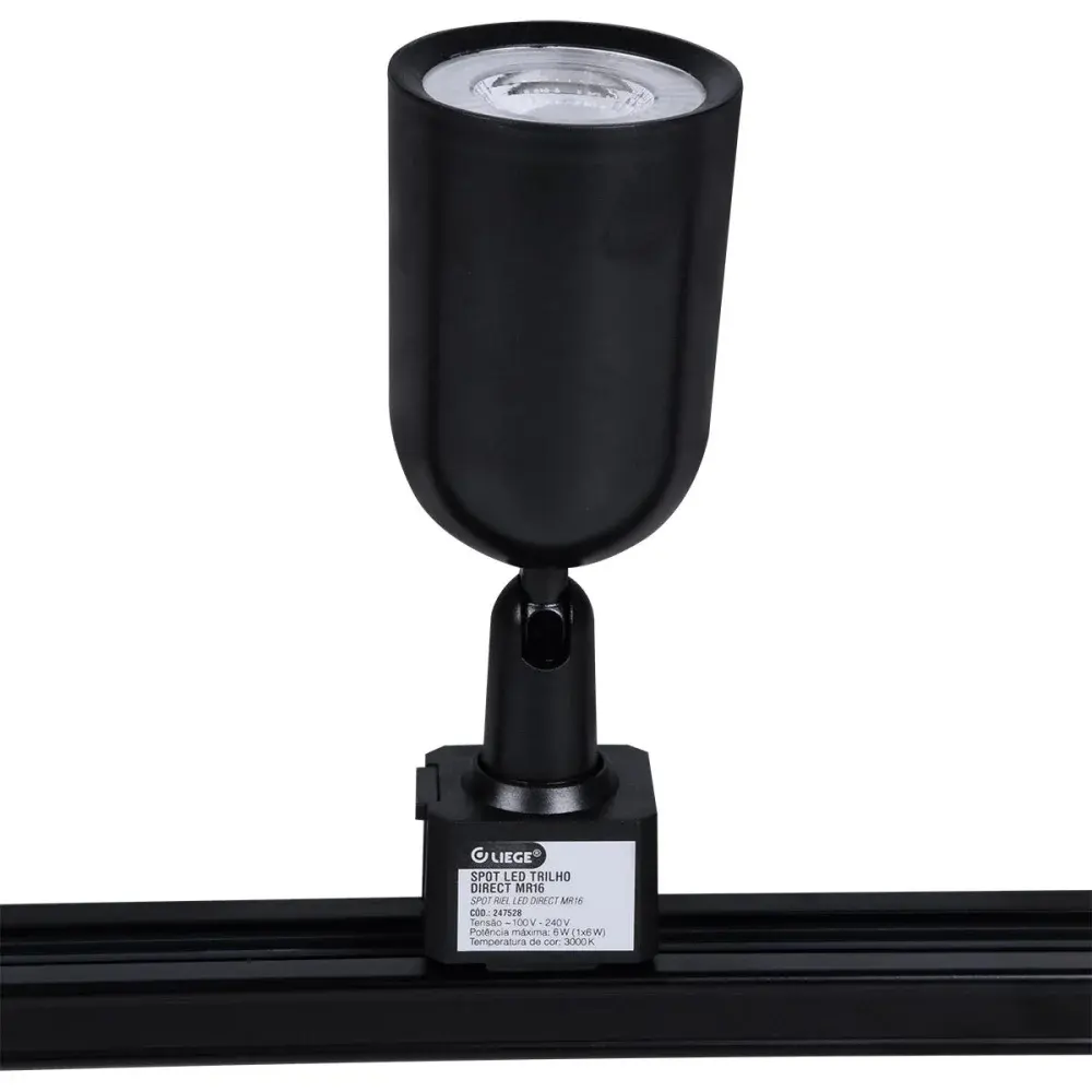 Kit trilho direct led 3X6W 50/60HZ 3000K preto biv Liege — fotografia 4