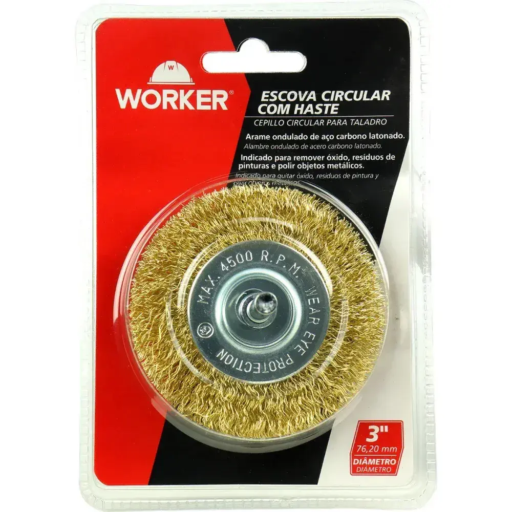 Escova circular com haste 3 latonado Worker — fotografia 6